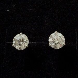 Diamond Stud Earrings in 14k White Gold 1.01CTS! SERIAL NUMBER & APPRAISAL